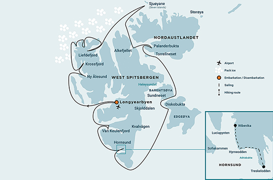 Spitzbergen Intensiv - 2025 - Routenkarte